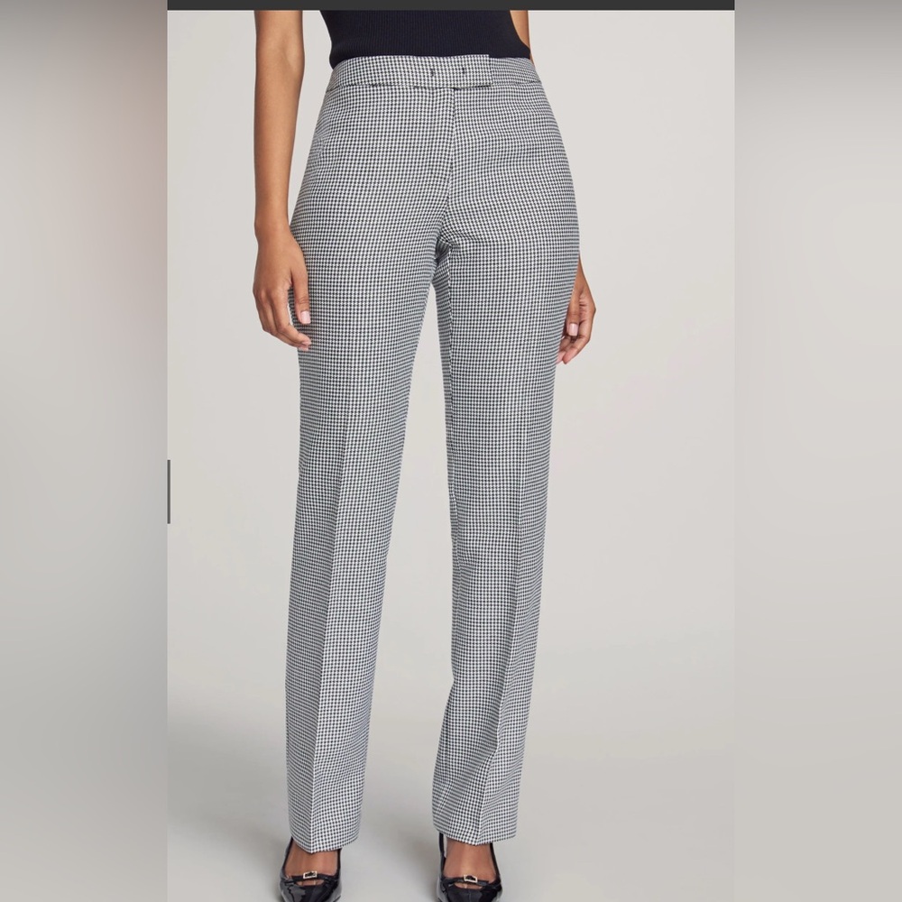 Calvin Klein Houndstooth Pleated Long Wide Leg Business Casual Office Trousers